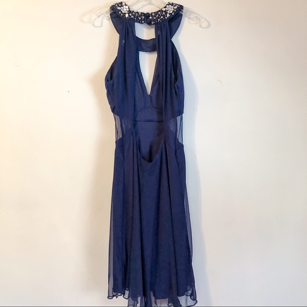 B. Darlin Navy Blue Embellished Open Back Dress - Picture 9 of 13